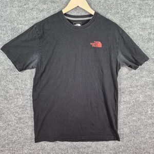 The North Face T-Shirt Men's Medium‎ Black Red Crewneck S-Sleeve Spellout Casual